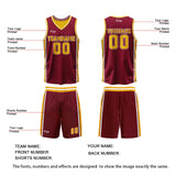 Custom Red Yellow Reversible Basketball Suit for Adults and Kids Personalized Jersey