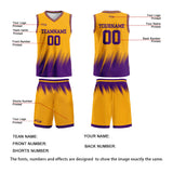 Custom Yellow Purple Basketball Jersey Uniform Suit Printed Your Logo Name Number