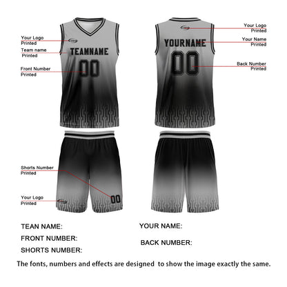 Custom Grey Black Gradient Basketball Jersey Uniform Suit Printed Your Logo Name Number