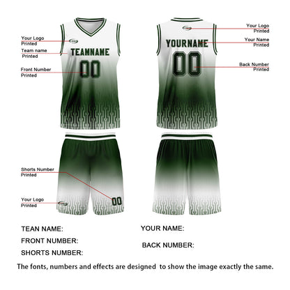 Custom White Green Gradient Basketball Jersey Uniform Suit Printed Your Logo Name Number