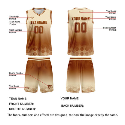 Custom Beige Brown Gradient Basketball Jersey Uniform Suit Printed Your Logo Name Number