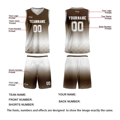 Custom Brown White Gradient Basketball Jersey Uniform Suit Printed Your Logo Name Number