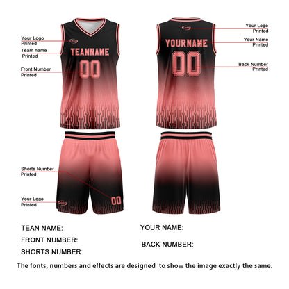 Custom Black Pink Gradient Basketball Jersey Uniform Suit Printed Your Logo Name Number