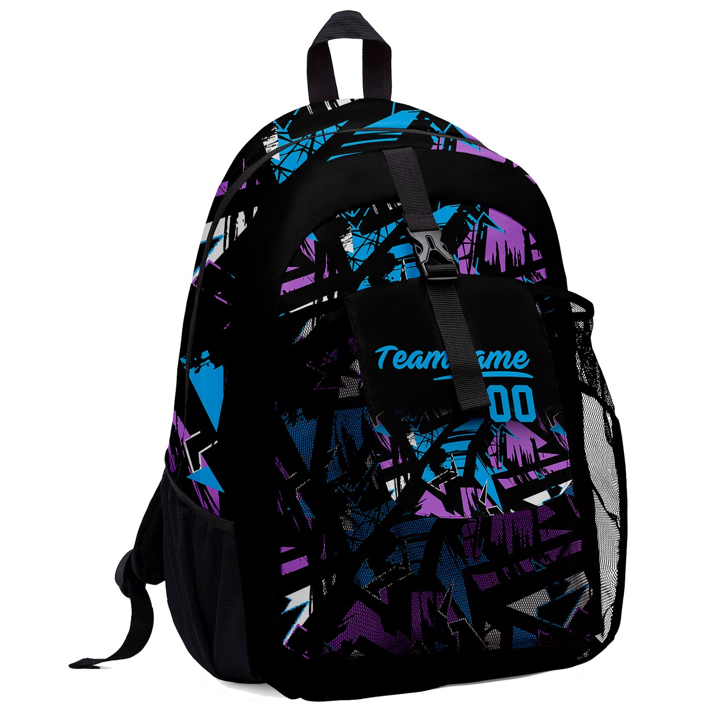 Customize Light Blue Purple Sports Backpacks Featuring Personalized Names, Numbers and Logos