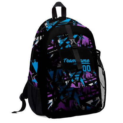 Customize Light Blue Purple Sports Backpacks Featuring Personalized Names, Numbers and Logos