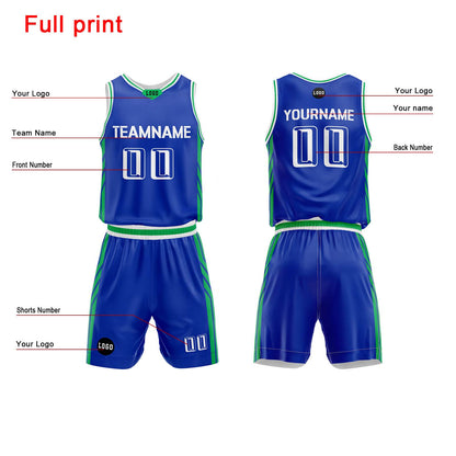 Custom Blue Green Basketball Jersey Uniform Suit Printed Your Logo Name Number