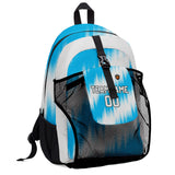 Customize Blue White Sports Backpacks Featuring Personalized Names, Numbers and Logos