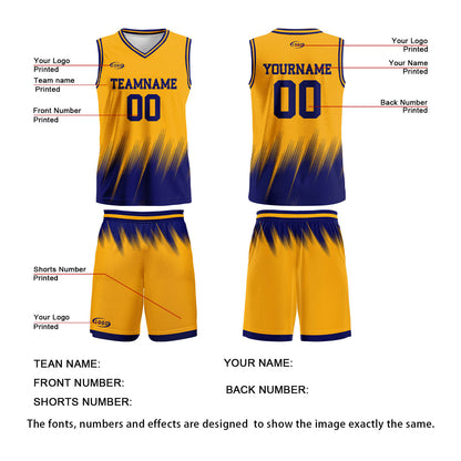 Custom Yellow Blue Basketball Jersey Uniform Suit Printed Your Logo Name Number