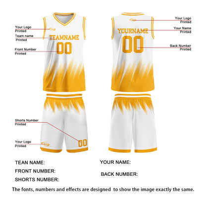 Custom White Yellow Basketball Jersey Uniform Suit Printed Your Logo Name Number