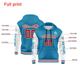 Custom Blue White Red Hoodie Personalized Mens Pullover Hoodie Printed Team Name Number Logo for Women