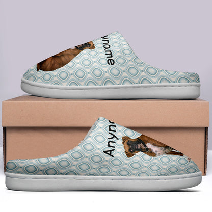 Custom Your Own Personalized Cotton Slippers for Dog Cat Lover Add Any Text Photoes Grayish blue