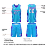 Custom Blue Purple Reversible Basketball Suit for Adults and Kids Personalized Jersey