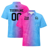 Custom Football Polo Shirts  Add Your Unique Logo/Name/Number Dragon pattern-Light Blue Pink