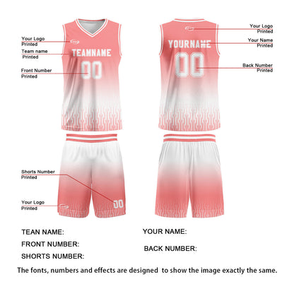 Custom Pink White Gradient Basketball Jersey Uniform Suit Printed Your Logo Name Number