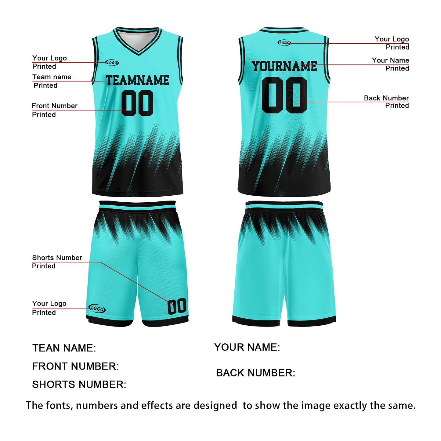 Custom Teal Black Basketball Jersey Uniform Suit Printed Your Logo Name Number