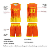 Custom Orange Yellow Basketball Jersey Uniform Suit Printed Your Logo Name Number