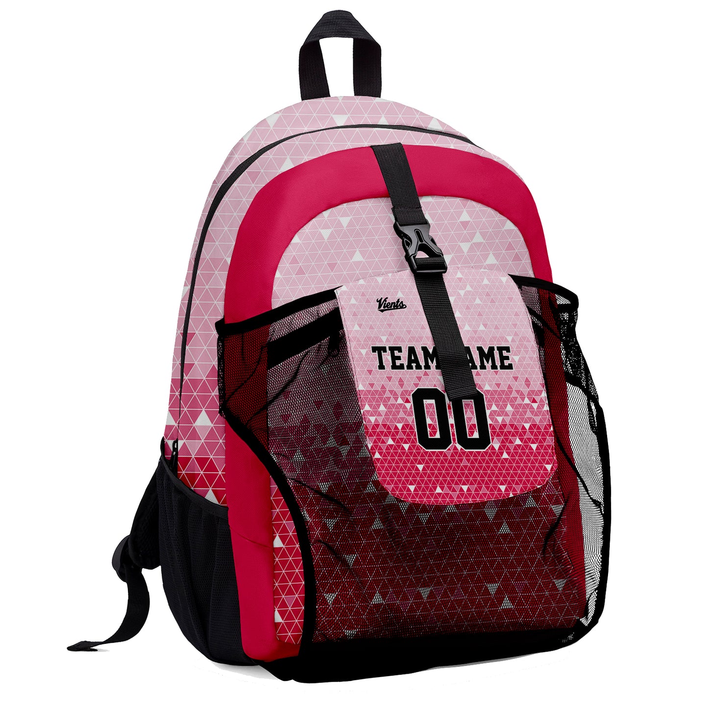 Customize Pink Sports Backpacks Featuring Personalized Names, Numbers and Logos