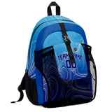 Customize Blue Sports Backpacks Featuring Personalized Names, Numbers and Logos