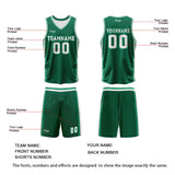 Custom Green White Reversible Basketball Suit for Adults and Kids Personalized Jersey