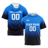 Custom Blue Navy Short Sleeve Hoodies for Men Women Shirts with Hoods Printed Name Logo