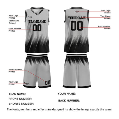 Custom Grey Black Basketball Jersey Uniform Suit Printed Your Logo Name Number