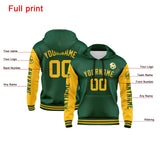 Custom Green Yellow  Hoodie Personalized Mens Pullover Hoodie Printed Team Name Number Logo for Women