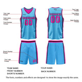 Custom Blue Pink Reversible Basketball Suit for Adults and Kids Personalized Jersey