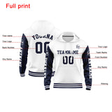 Custom Navy White Hoodie Personalized Mens Pullover Hoodie Printed Team Name Number Logo for Women