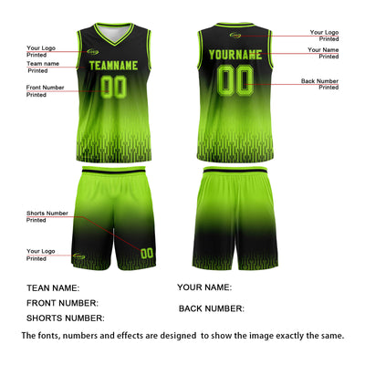 Custom Black Bright Green Gradient Basketball Jersey Uniform Suit Printed Your Logo Name Number