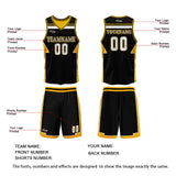 Custom Black Yellow Reversible Basketball Suit for Adults and Kids Personalized Jersey