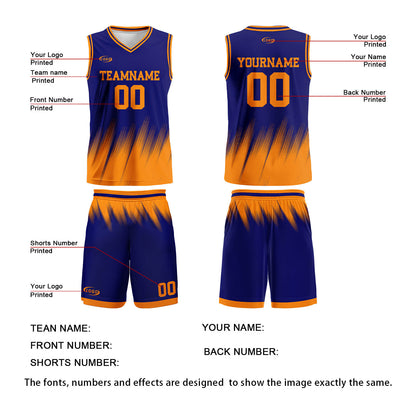Custom Blue Orange Basketball Jersey Uniform Suit Printed Your Logo Name Number