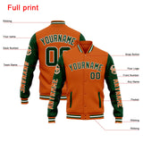 Custom Varsity Jacket Letterman jacket for Men, Women and Youth Orange Dark Green