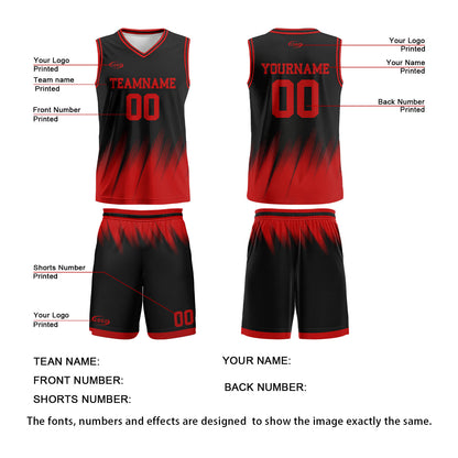 Custom Black Red Basketball Jersey Uniform Suit Printed Your Logo Name Number