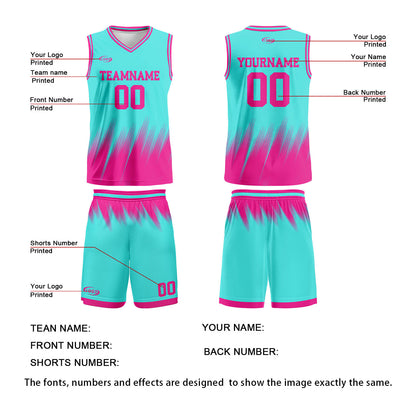 Custom Teal Pink Basketball Jersey Uniform Suit Printed Your Logo Name Number