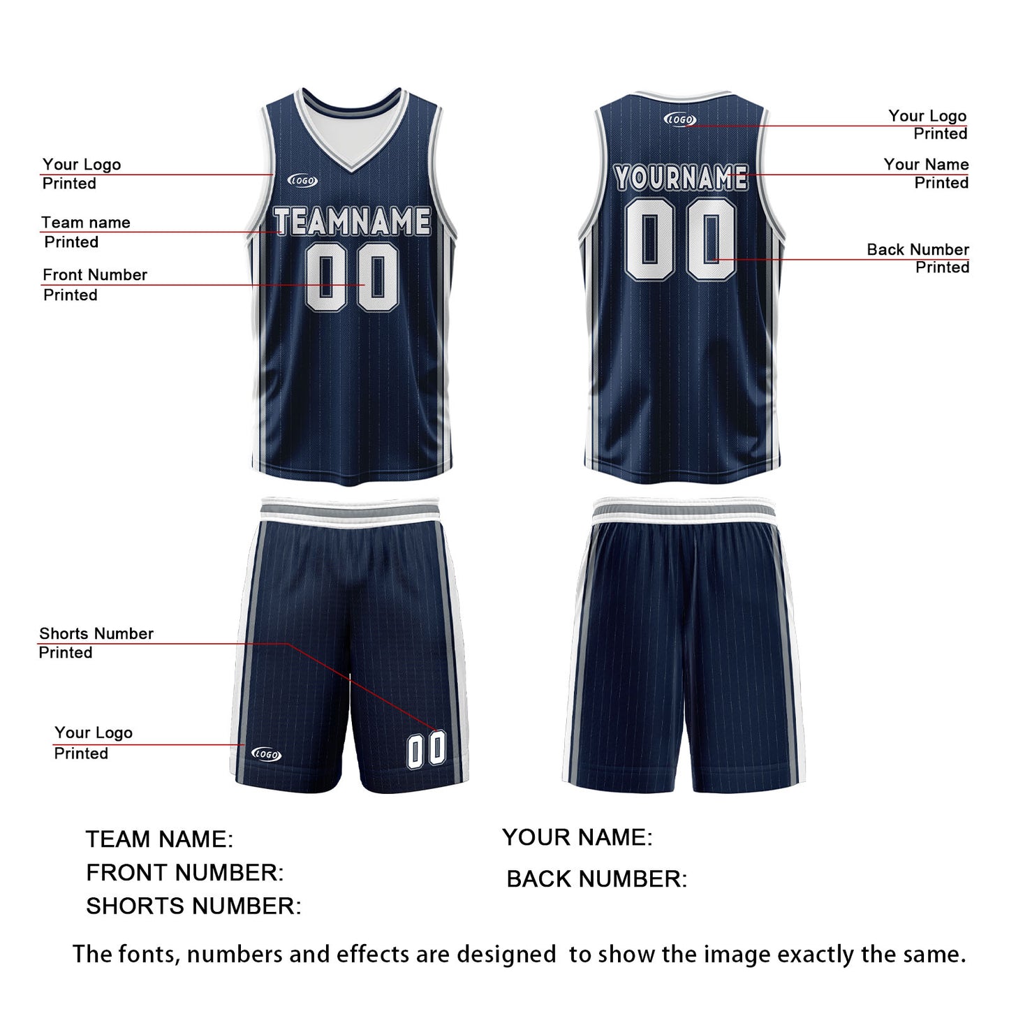 Custom Navy White Grey Reversible Basketball Suit for Adults and Kids Personalized Jersey
