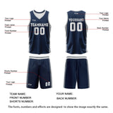 Custom Navy White Grey Reversible Basketball Suit for Adults and Kids Personalized Jersey