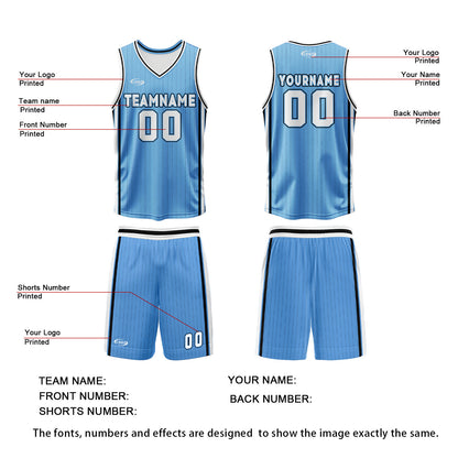 Custom Blue White Reversible Basketball Suit for Adults and Kids Personalized Jersey