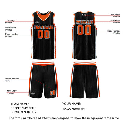 Custom Black Orange Reversible Basketball Suit for Adults and Kids Personalized Jersey