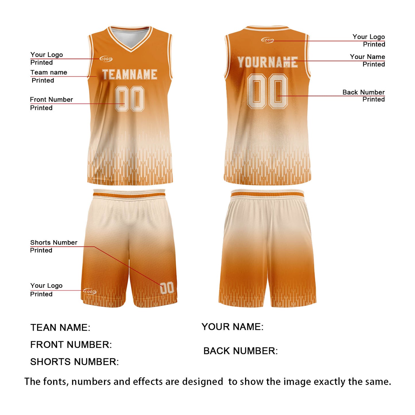 Custom Orange Off-White Gradient Basketball Jersey Uniform Suit Printed Your Logo Name Number