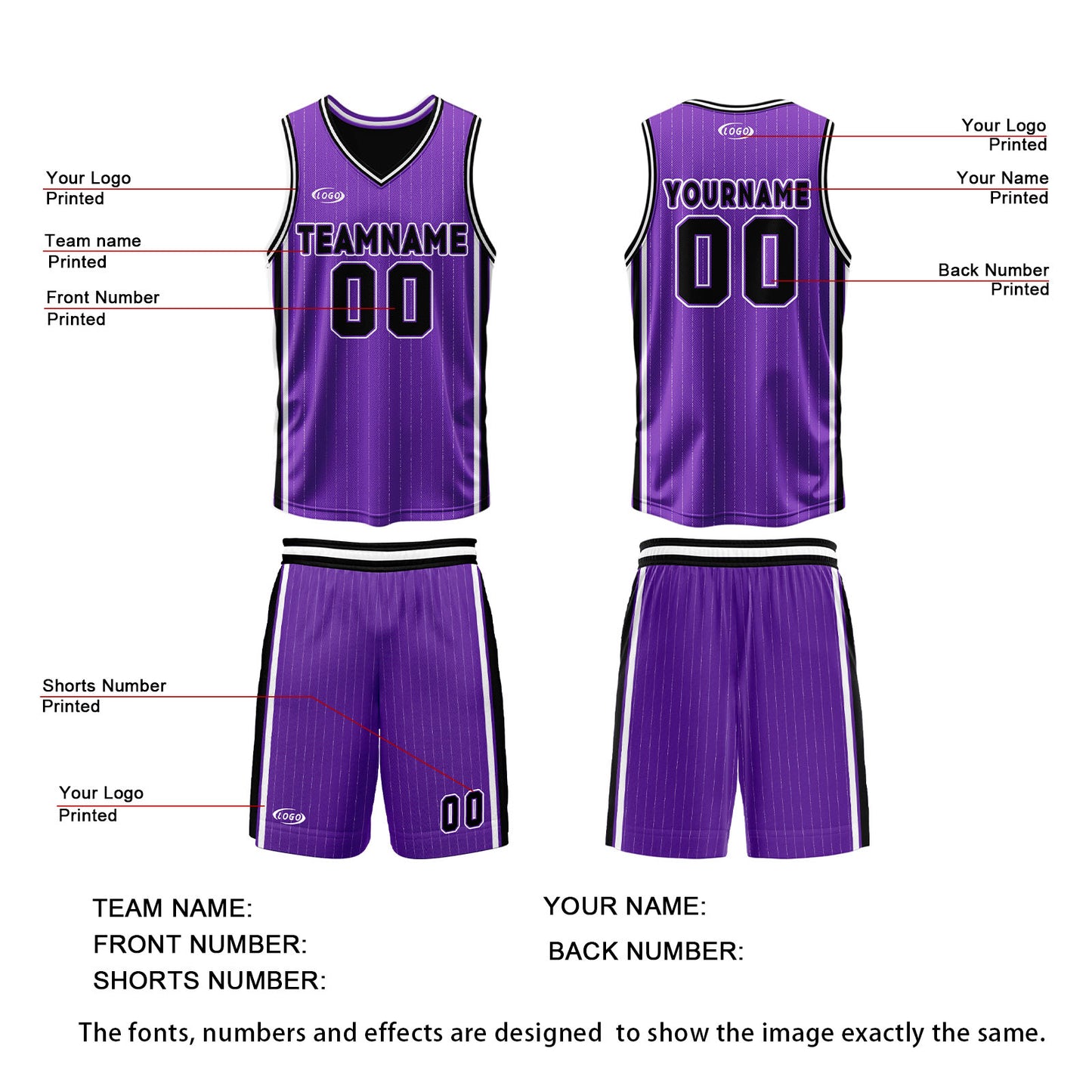 Custom Purple Black Reversible Basketball Suit for Adults and Kids Personalized Jersey