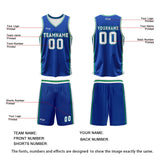 Custom Blue White Green Reversible Basketball Suit for Adults and Kids Personalized Jersey