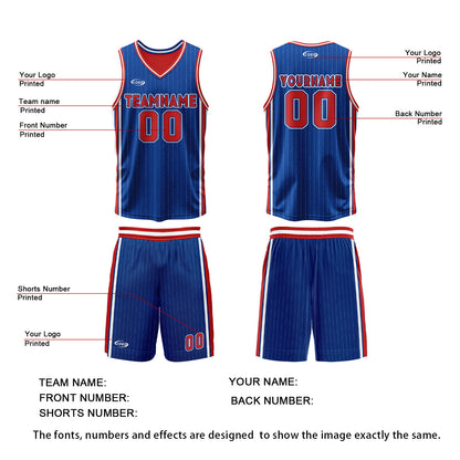 Custom Blue Red Reversible Basketball Suit for Adults and Kids Personalized Jersey