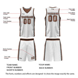 Custom White Brown Reversible Basketball Suit for Adults and Kids Personalized Jersey