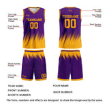 Custom Purple Yellow Basketball Jersey Uniform Suit Printed Your Logo Name Number