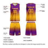 Custom Purple Yellow Gradient Basketball Jersey Uniform Suit Printed Your Logo Name Number