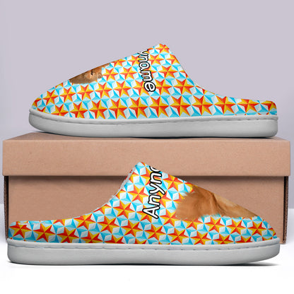 Custom Your Own Personalized Cotton Slippers for Dog Cat Lover Add Any Text Photoes Orange Star