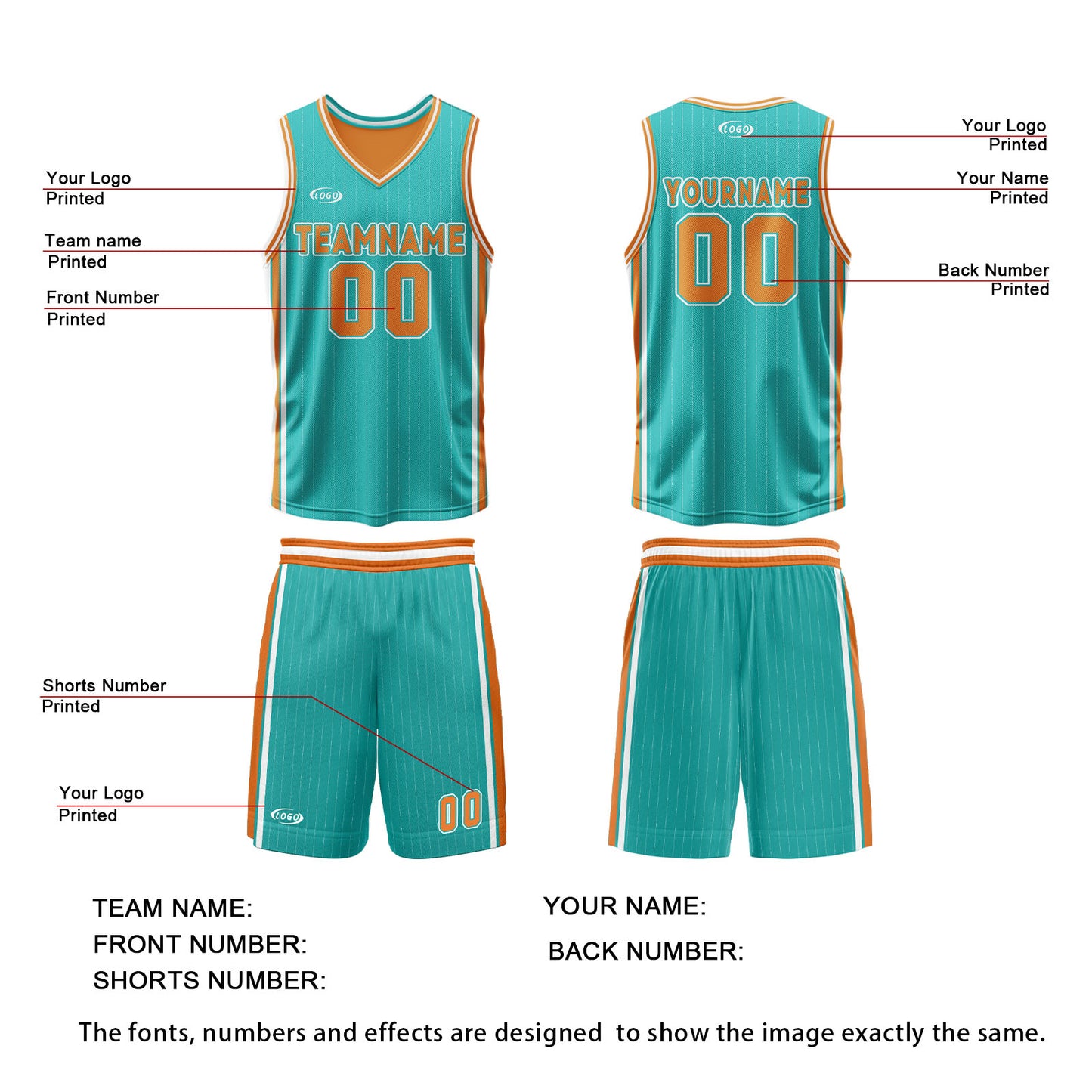 Custom Cyan Orange Reversible Basketball Suit for Adults and Kids Personalized Jersey