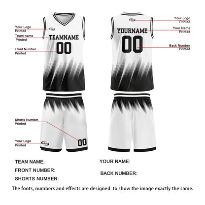 Custom White Black Basketball Jersey Uniform Suit Printed Your Logo Name Number