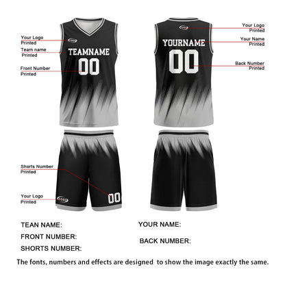 Custom Black Gray White Basketball Jersey Uniform Suit Printed Your Logo Name Number