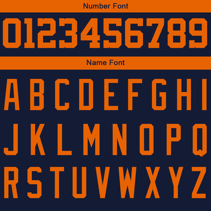 Custom Navy Orange Hoodie Personalized Mens Pullover Hoodie Printed Team Name Number Logo for Women